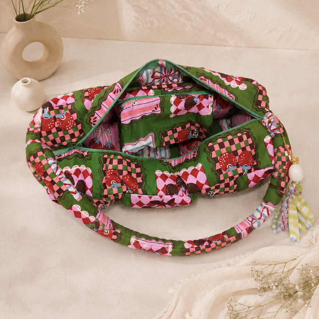 Green Santa Puffer Baguette Bag