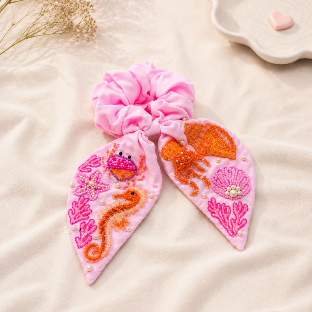 Sealife Beaded Scrunchie
