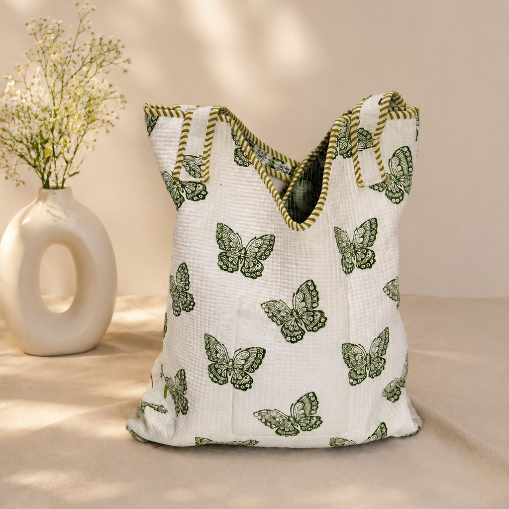 Handblock Modern Tote Bag