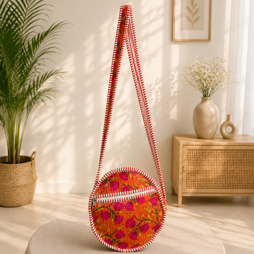 Peach Round Sling Bag