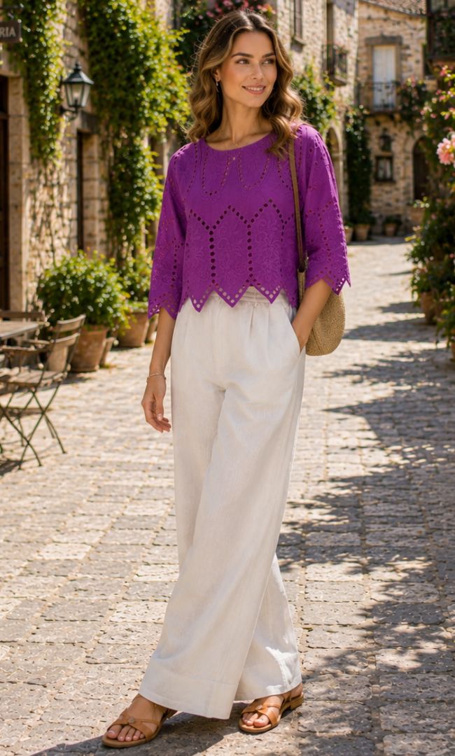 Schiffli Cutwork Crop Top