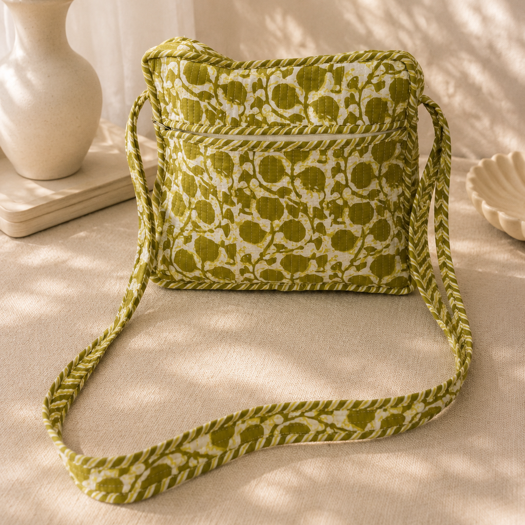 Green Floral Sling Bag