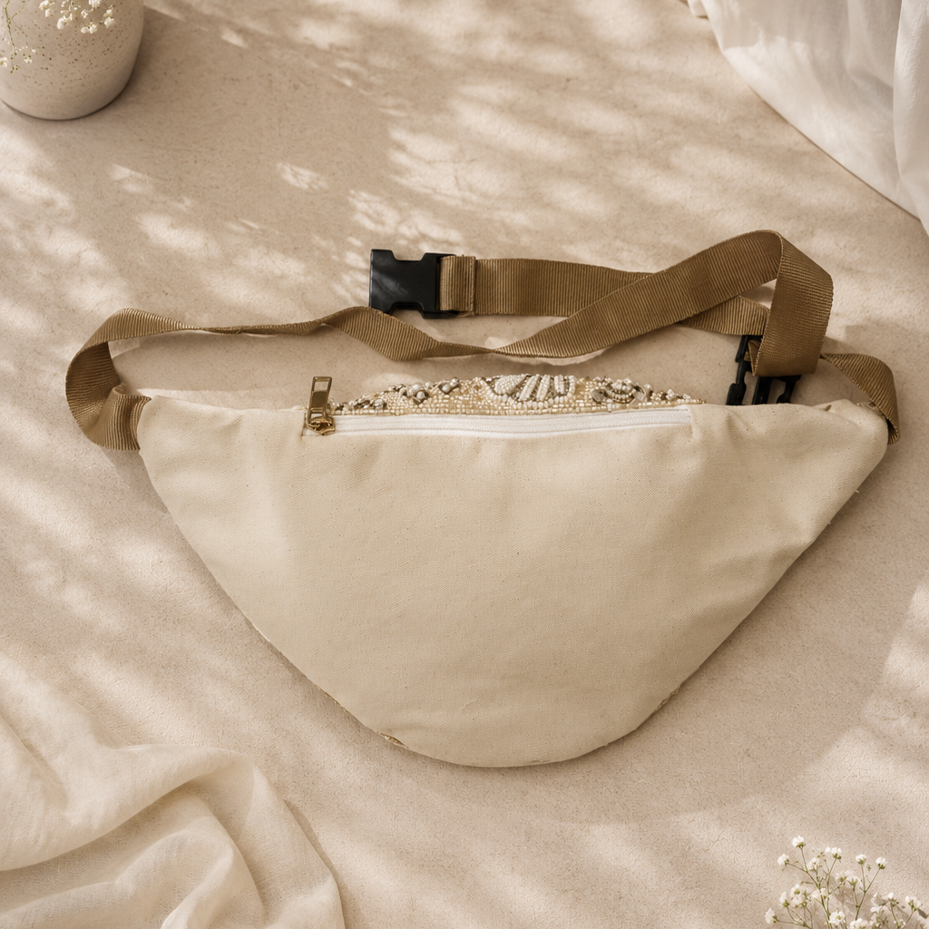 Golden Beaded Sling Bag