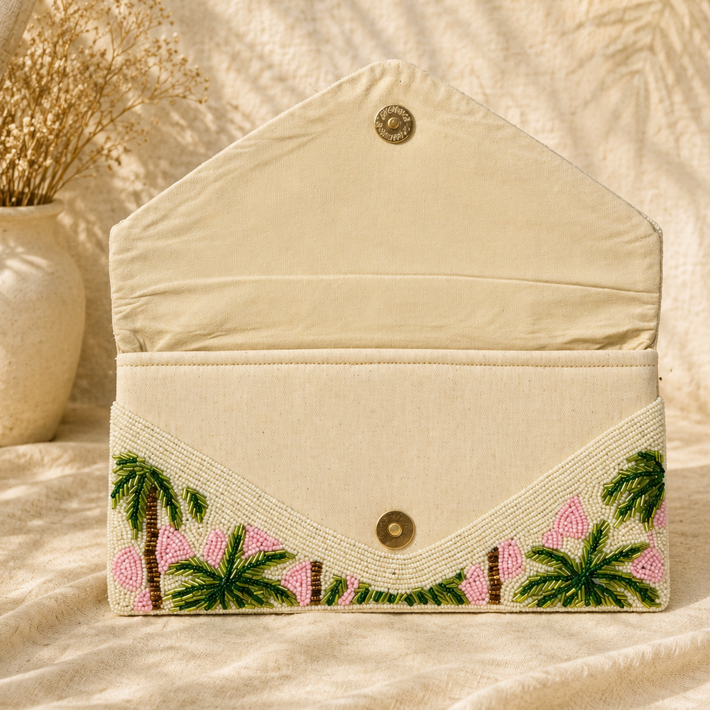 Palm Tree Beaded Evening Bag