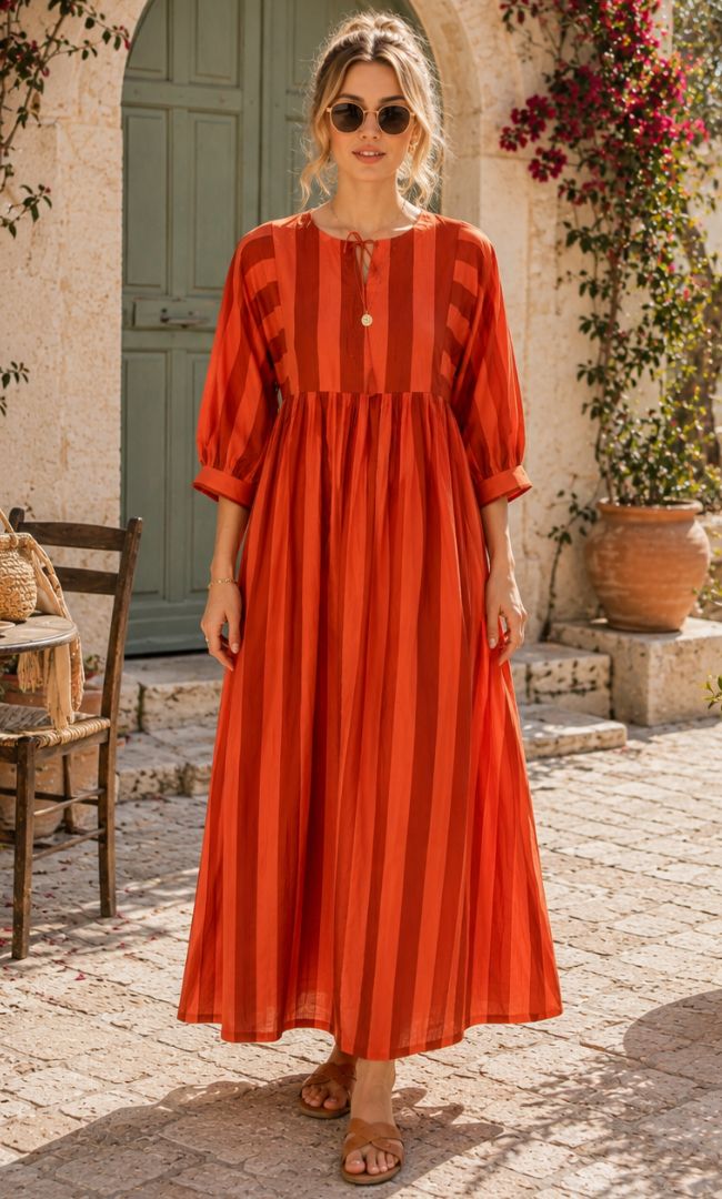 Cinnamon Stripe Maxi Dress