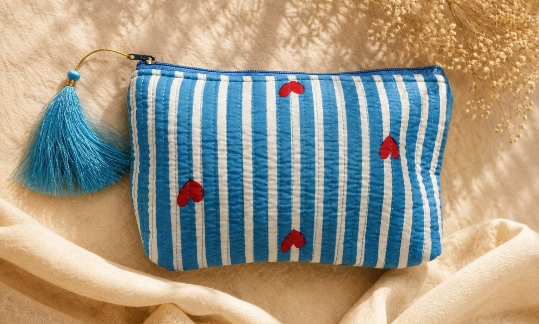 Blue Heart Toiletry Bag