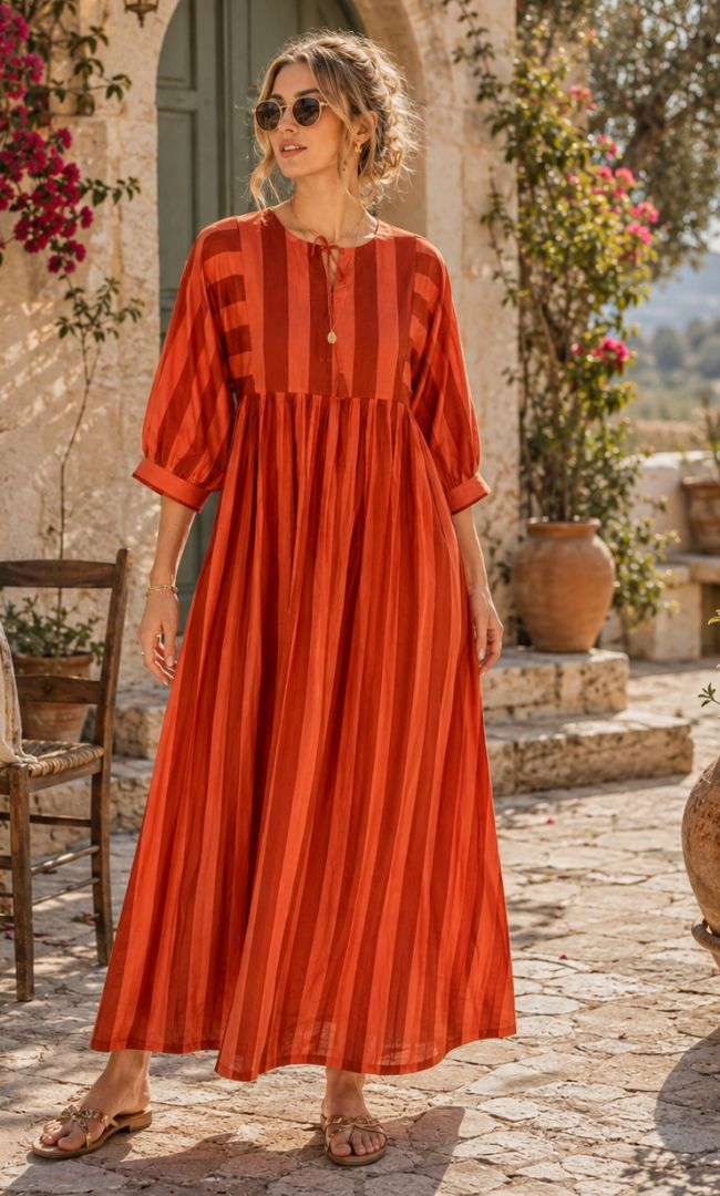 Cinnamon Stripe Maxi Dress