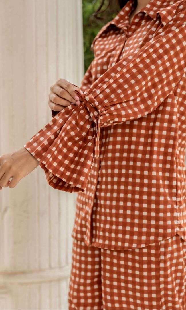 Chestnut Brown Checks Co-ord Set