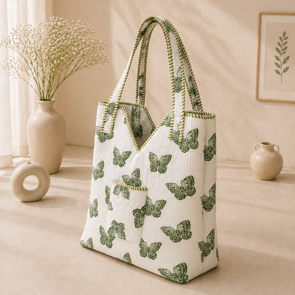 Handblock Modern Tote Bag