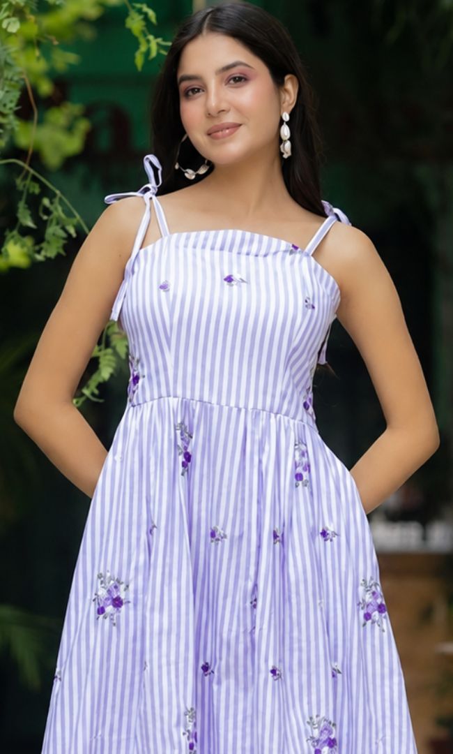 Orchid Striped Cotton Dress