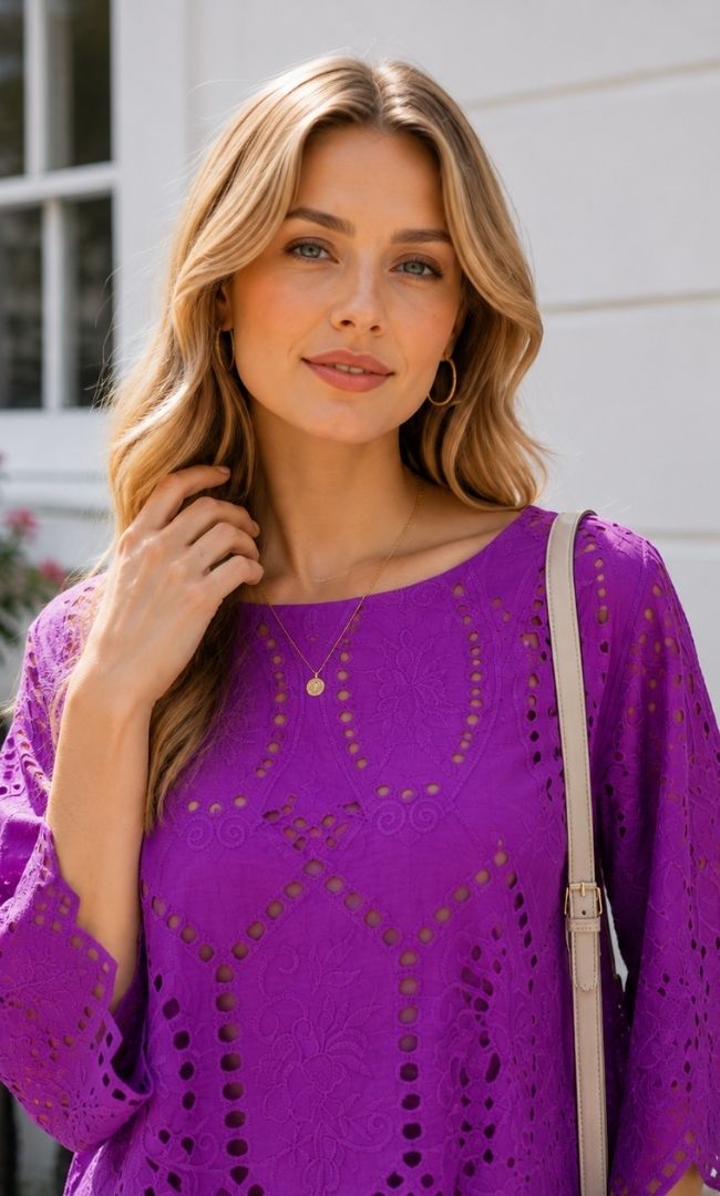 Purple Schiffli Co-Ord Set