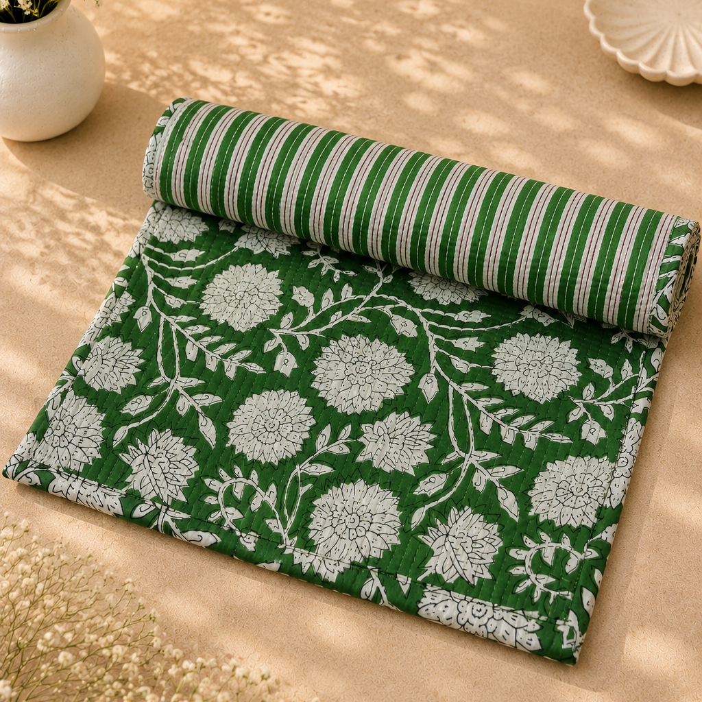 Green Floral Dining Mat