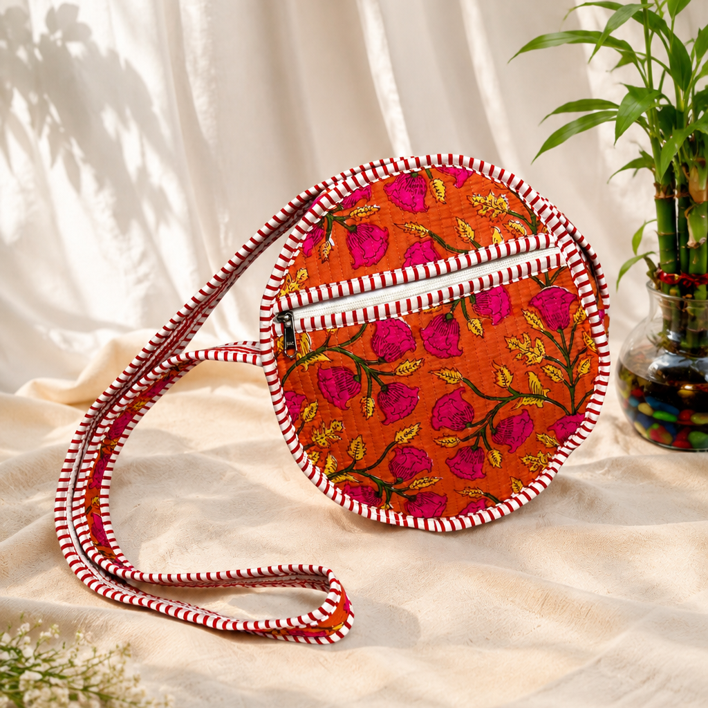 Peach Round Sling Bag