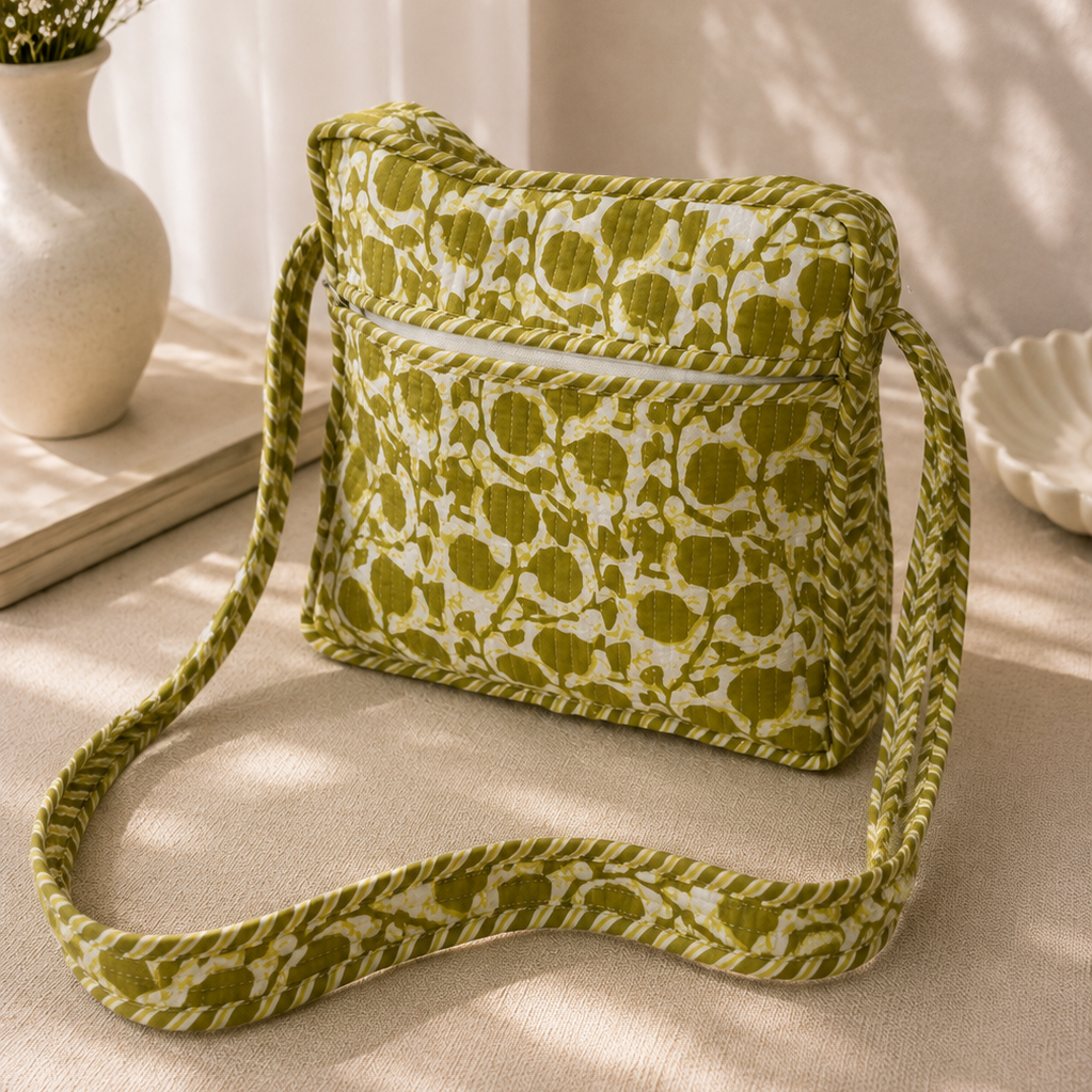 Green Floral Sling Bag