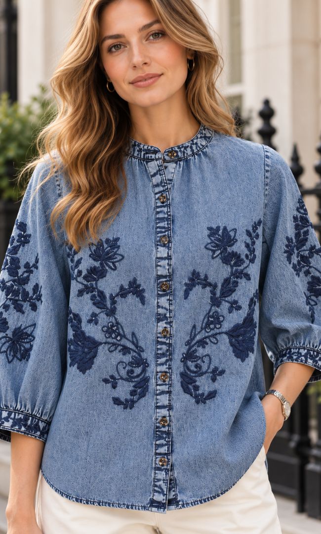 Blue Petal Denim Shirt