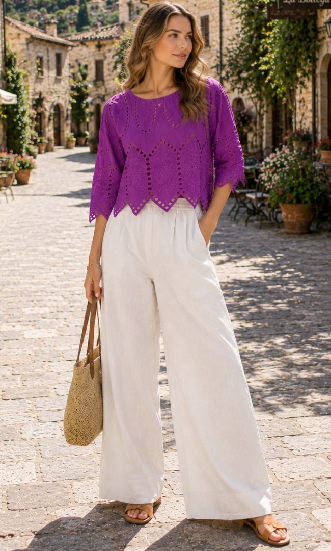Schiffli Cutwork Crop Top
