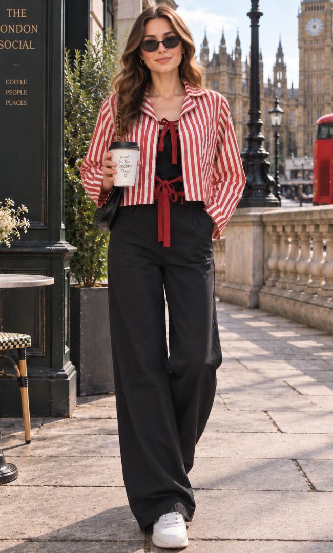 Stripe Tie-Front Top
