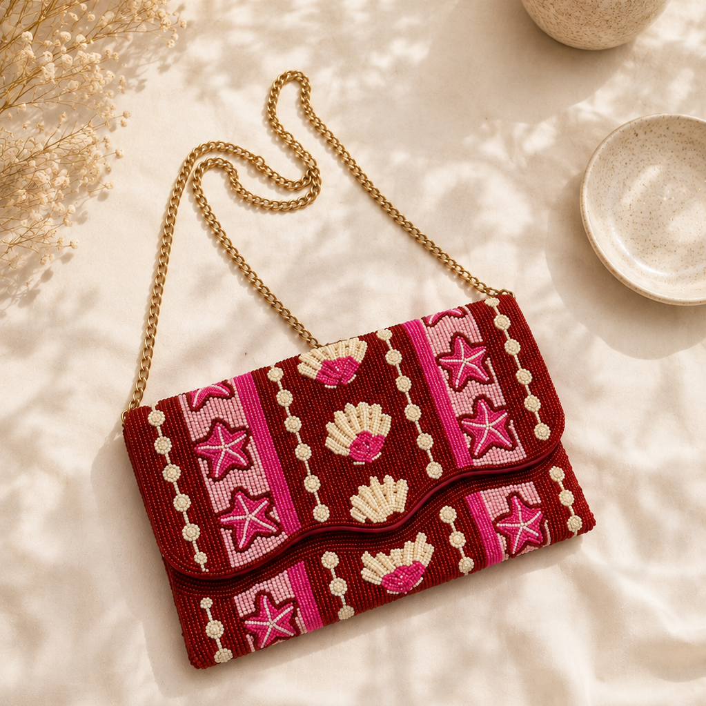 Hot Pink Beaded Evening Bag