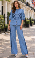 Blue Denim Embroidered Co-ord Set