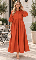Amber Bloom Button-Down Dress