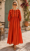 Coral Flame Stripe Maxi Dress