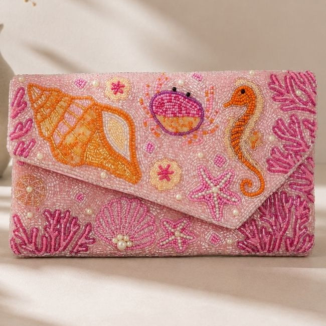 Baby Pink Beaded Evening Bag