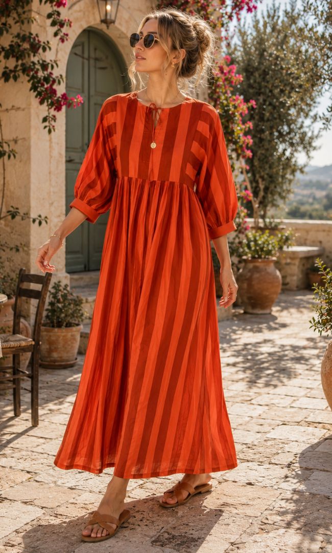 Cinnamon Stripe Maxi Dress