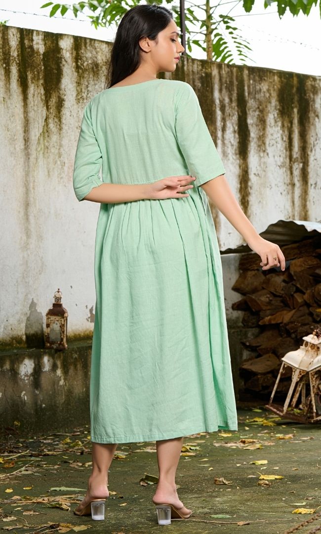 Pistachio Green Linen Dress
