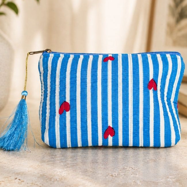 Blue Heart Toiletry Bag