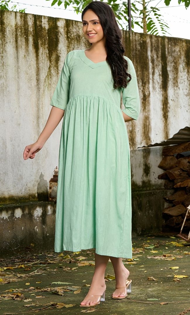 Pistachio Green Linen Dress