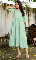 Pistachio Green Linen Dress