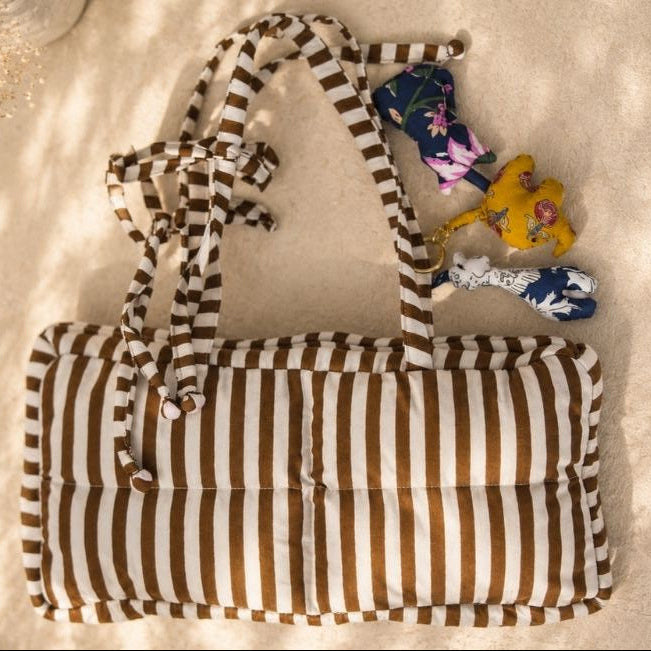 Brown Stripe Puffer Bag