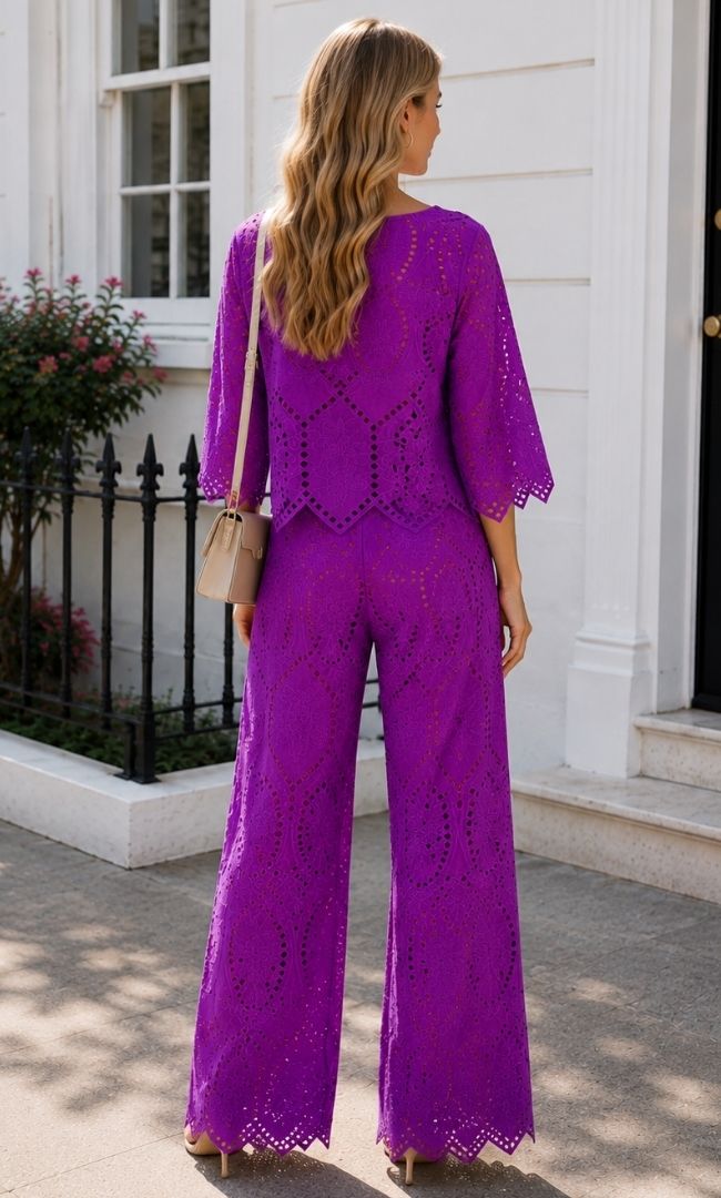 Purple Schiffli Co-Ord Set