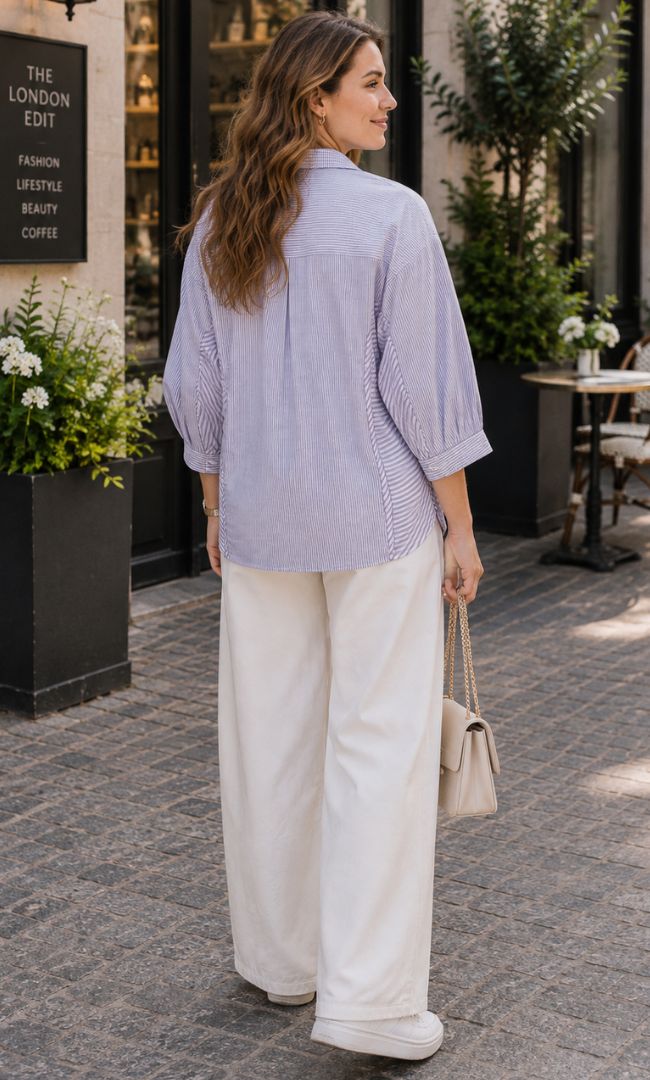 Modern Lavender Button-Up Top