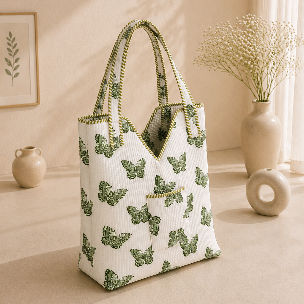 Handblock Modern Tote Bag