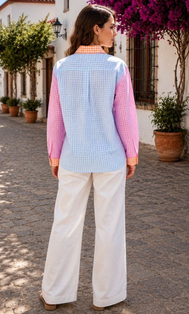 Flora Embroidery Check Shirt