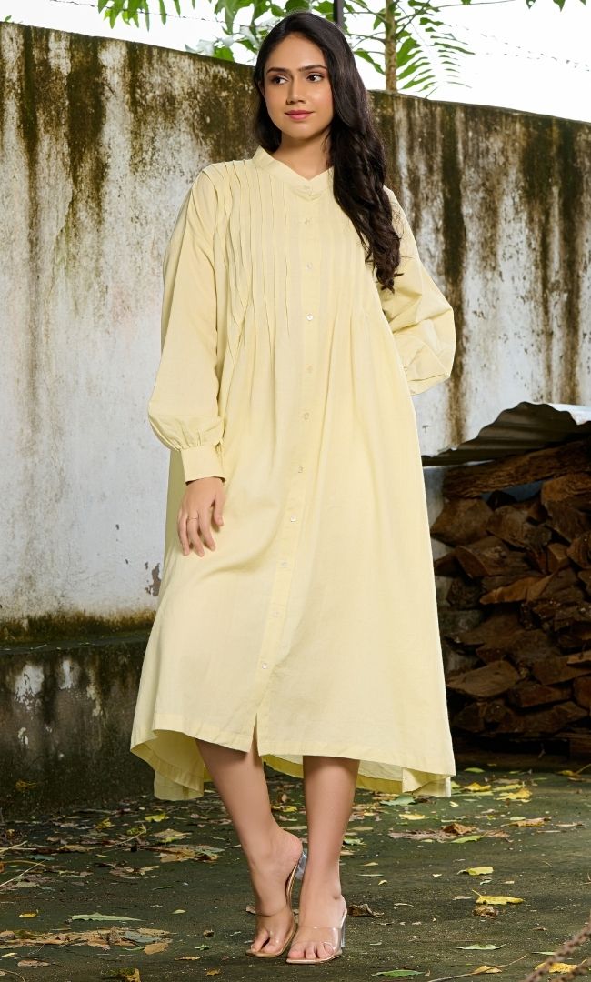 Lime Yellow Linen Dress