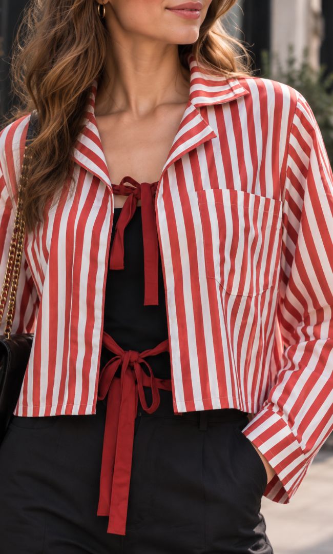 Stripe Tie-Front Top