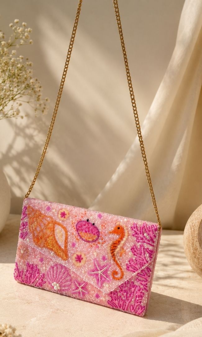 Baby Pink Beaded Evening Bag