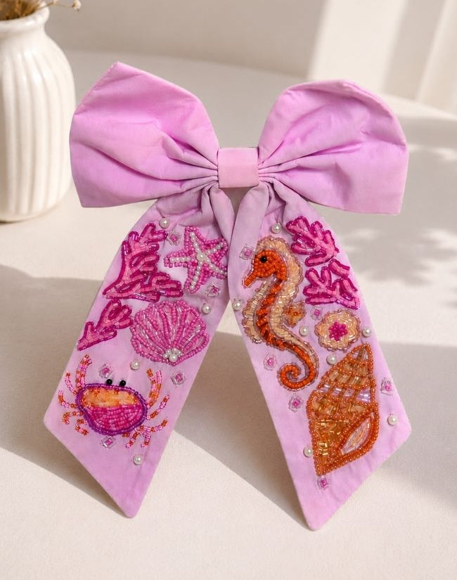 Beaded Bow Hair Clip